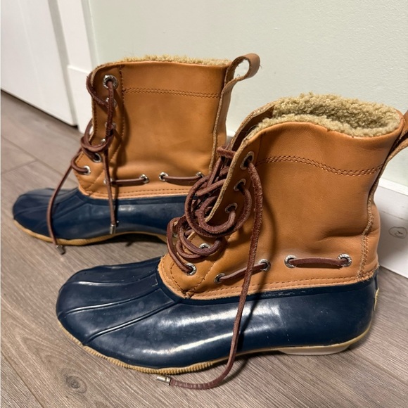 Sperry Blue Navy Blue Tan and Brown Waterproof Duck Boots - US8 - Picture 2 of 5